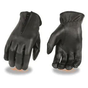 Ladies  Thermal Lined Leather Gloves w/ Zipper Closure