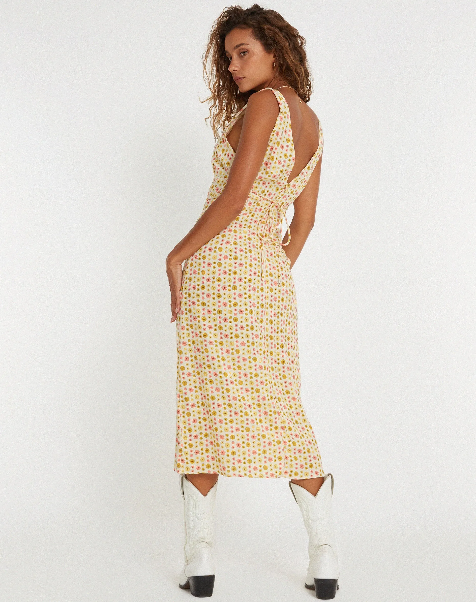 Lisheva Midi Dress in Daisy Chain Cream