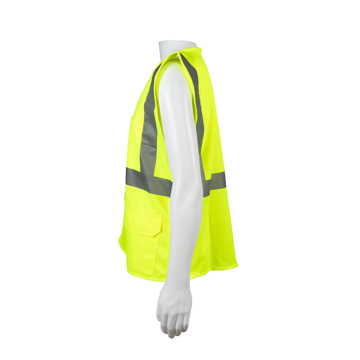 LV2-FSMB ANSI 107-2020 Type R CLASS 2 Front Solid Mesh Back 4-Pocket Safety Vests