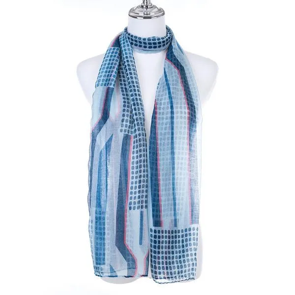 Maddie Pattern Blue Scarf