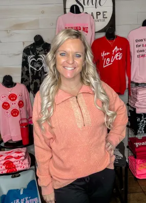 Make Me Blush Half Zip Thermal Top