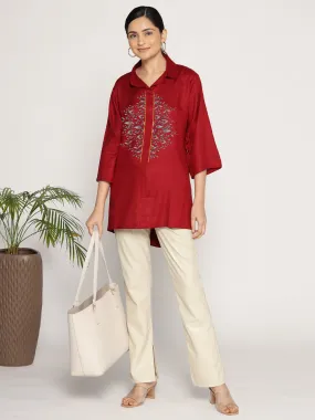 Maroon Rayon ShirtTop - Grenat