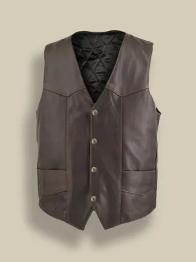 Men Brown Classic Biker Vest