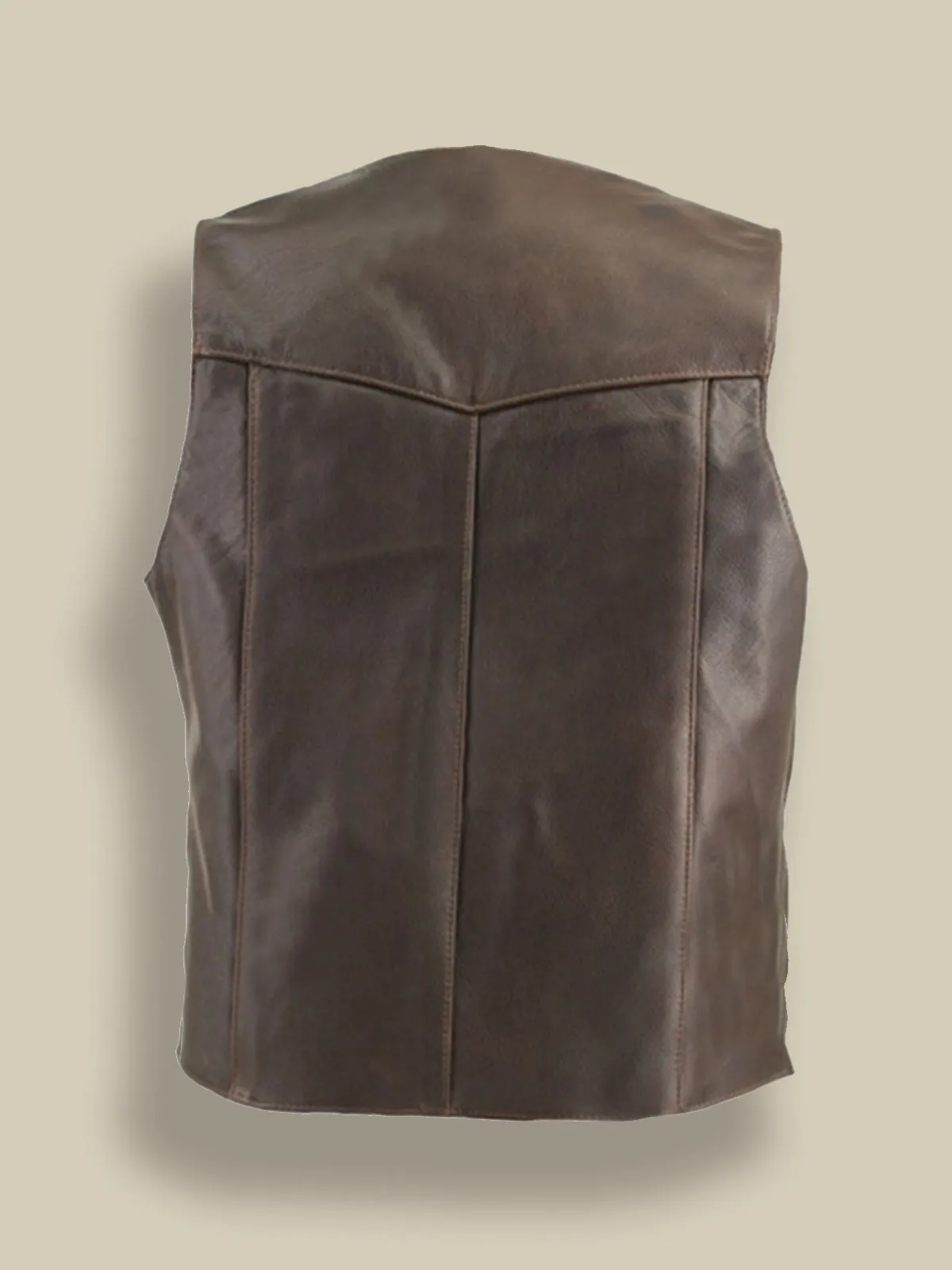 Men Brown Classic Biker Vest