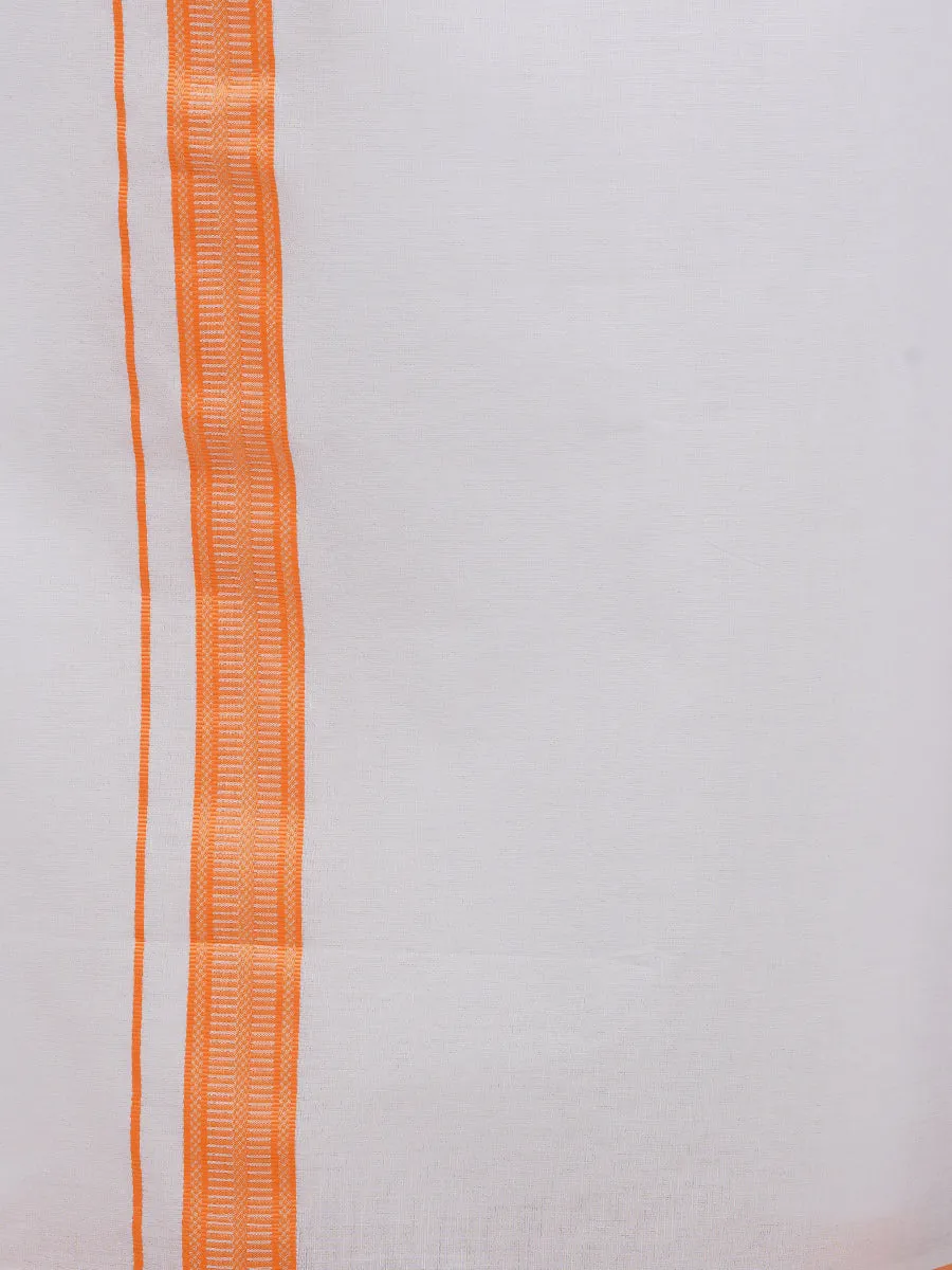 Men Readymade Adjustable Dhoti with Matching Shirt Half Orange C2