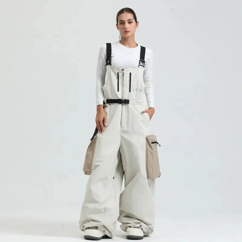 Men Unique Baggy Snowboard Bibs Trousers One-piece Ski Overalls Pants