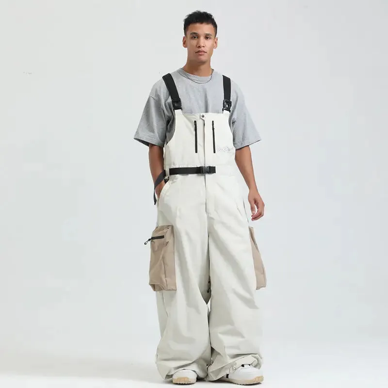 Men Unique Baggy Snowboard Bibs Trousers One-piece Ski Overalls Pants