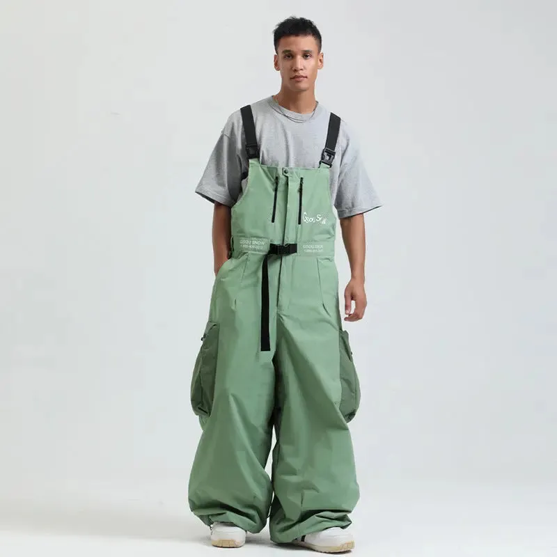 Men Unique Baggy Snowboard Bibs Trousers One-piece Ski Overalls Pants