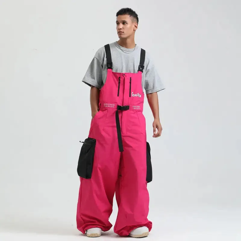 Men Unique Baggy Snowboard Bibs Trousers One-piece Ski Overalls Pants