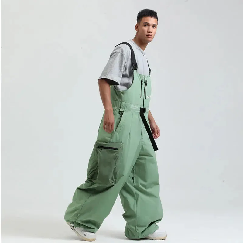 Men Unique Baggy Snowboard Bibs Trousers One-piece Ski Overalls Pants