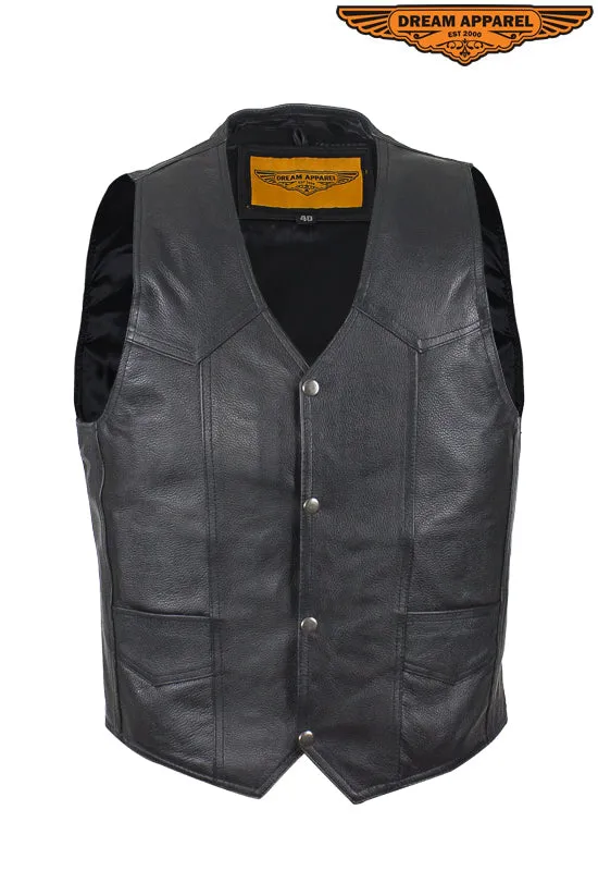 Mens Black Leather Vest