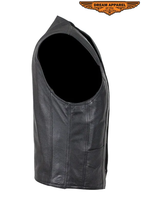 Mens Black Leather Vest