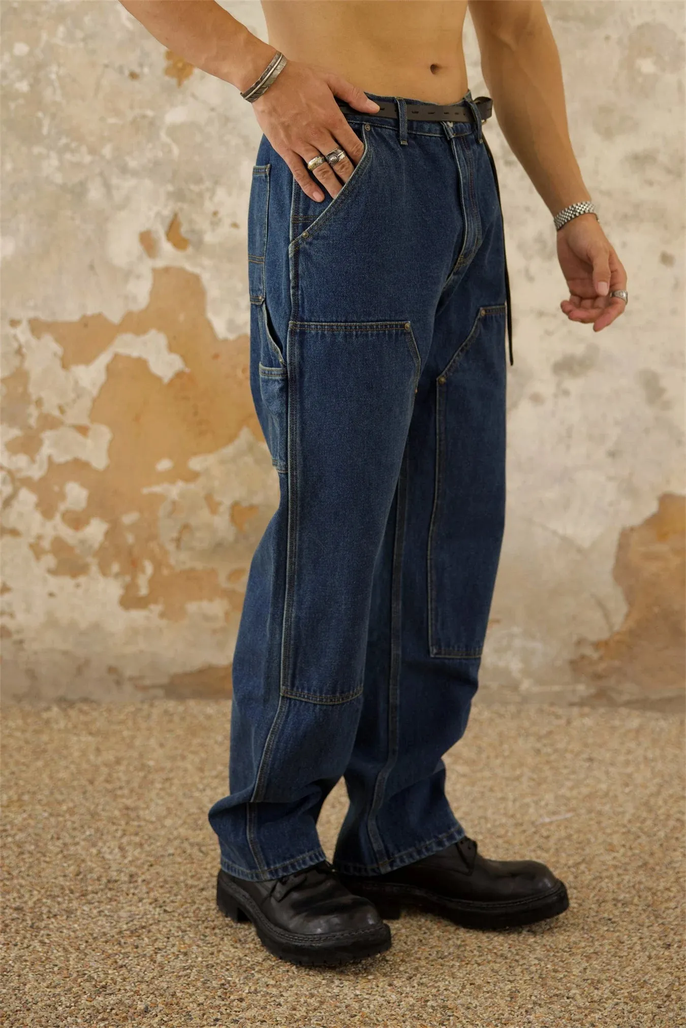 Men's Double-Front Work Dungaree Pants