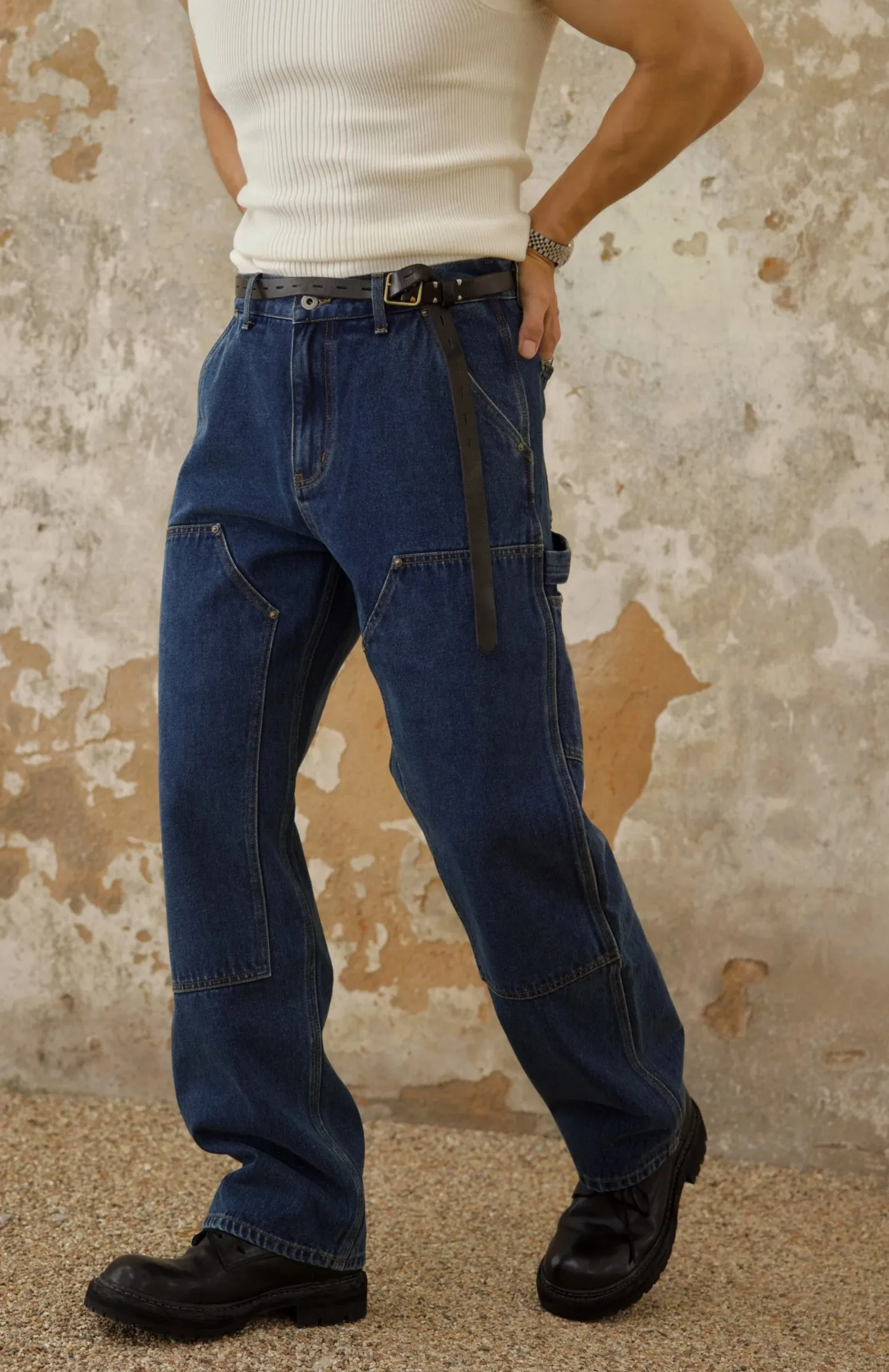 Men's Double-Front Work Dungaree Pants