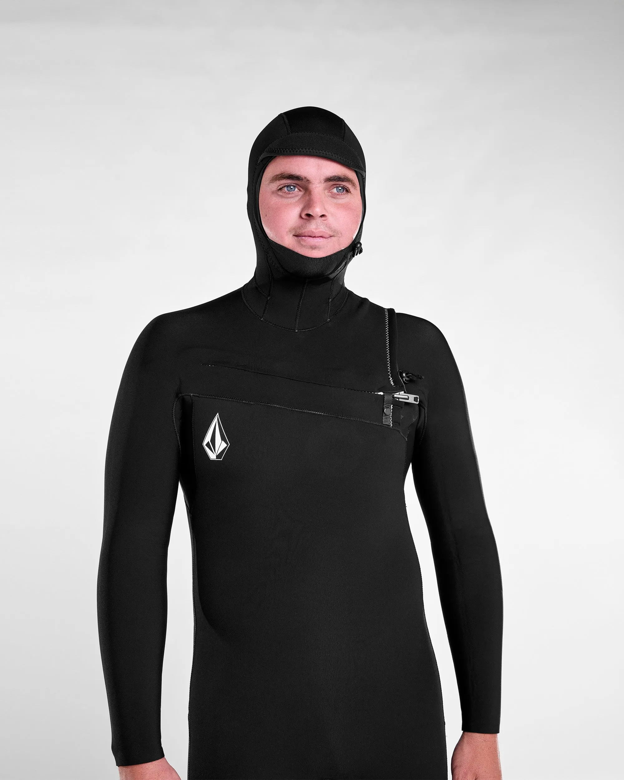 Mens Modulator 4/3mm Hooded Chestzip Fullsuit - Black