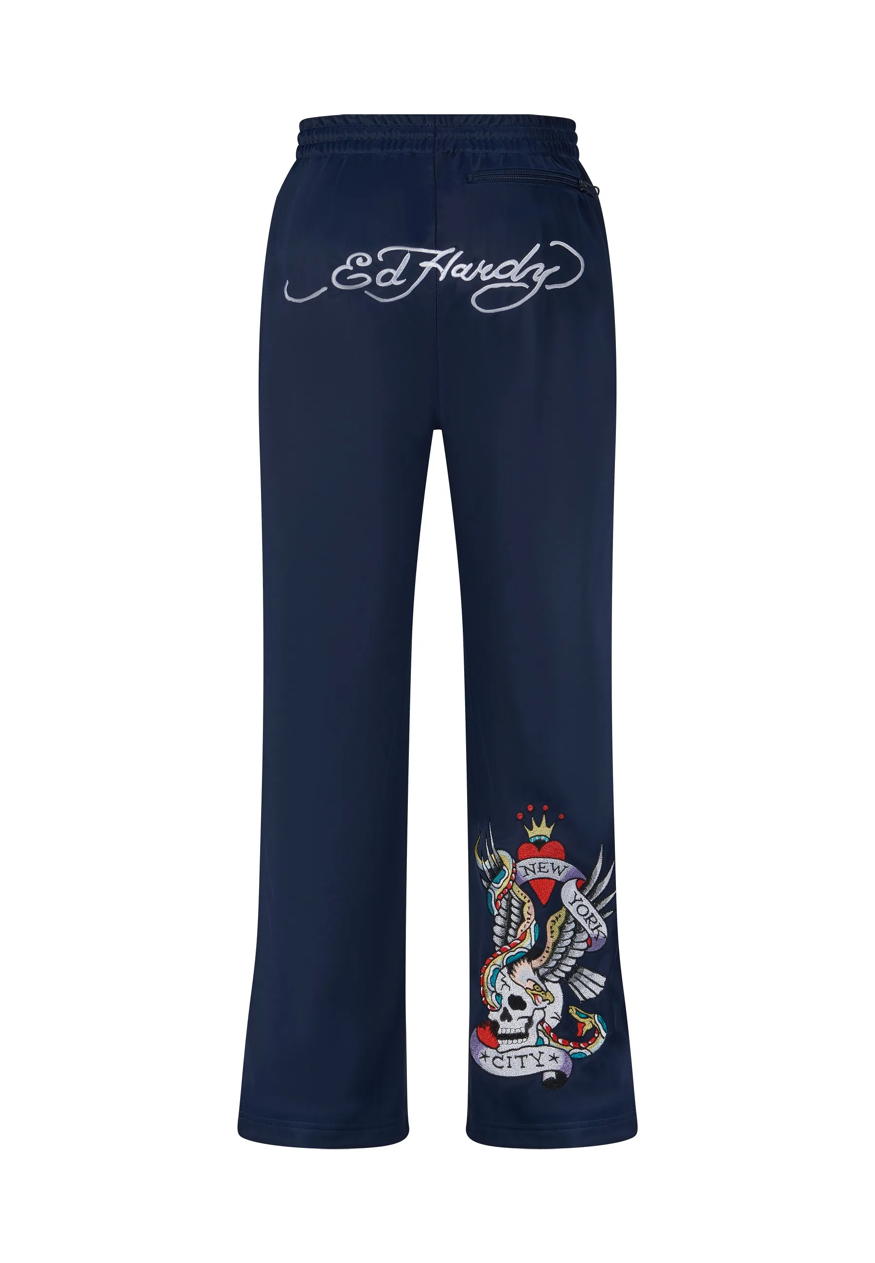 Mens New-York-Skull Tricot Straight Leg Trousers - Navy