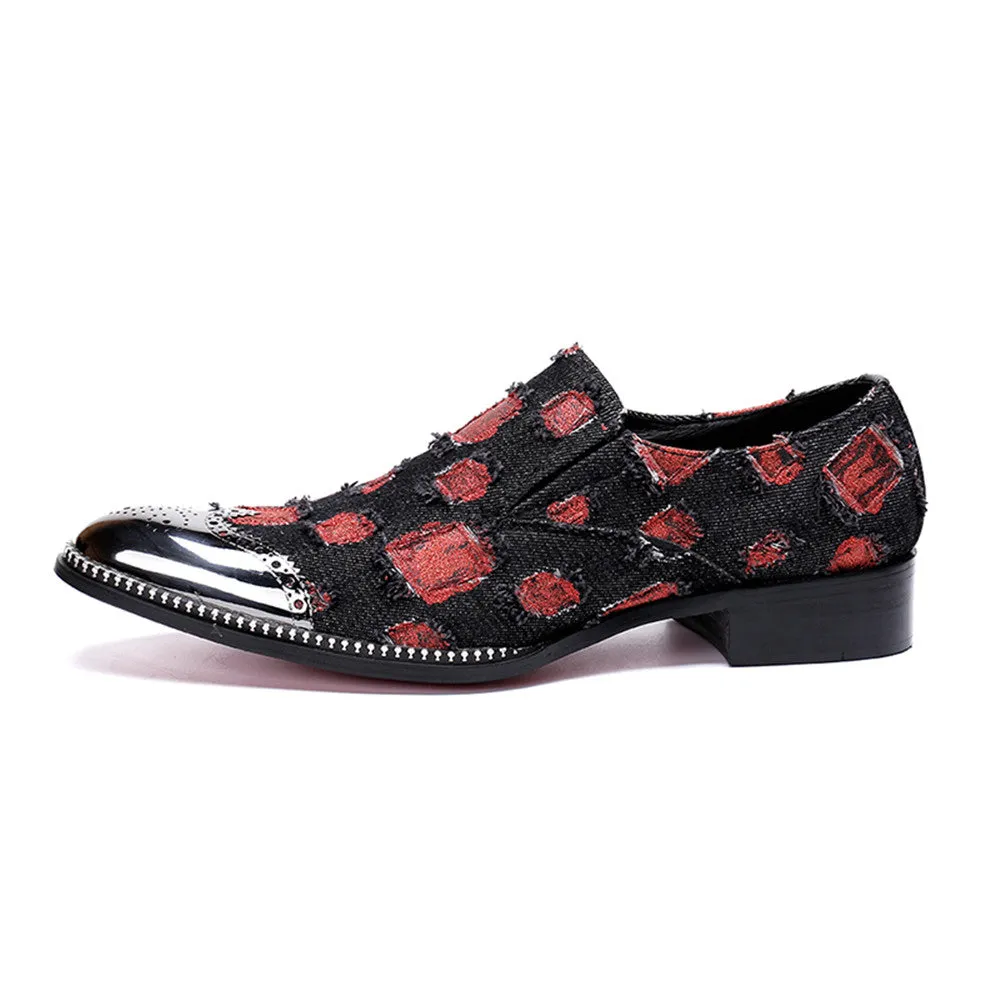 Mens Printed Low Heel Slip On Shoes