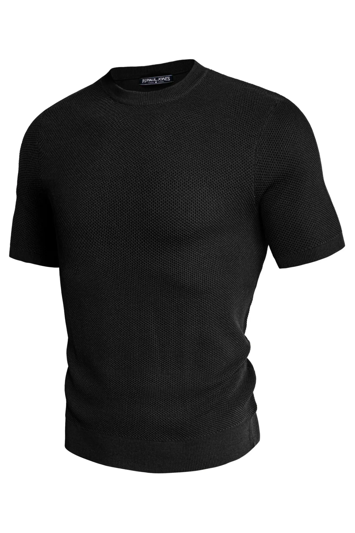 Men's T-Shirts Casual Knit Short Sleeve Crewneck Honeycomb Waffle Solid Knitted Pullover Tees