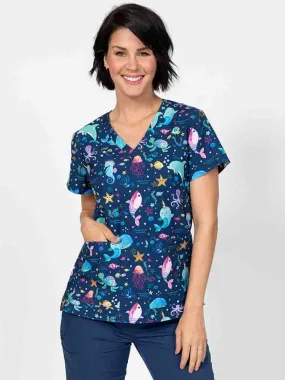 Meraki Sport Women's Print Scrub Top | Splish Splash