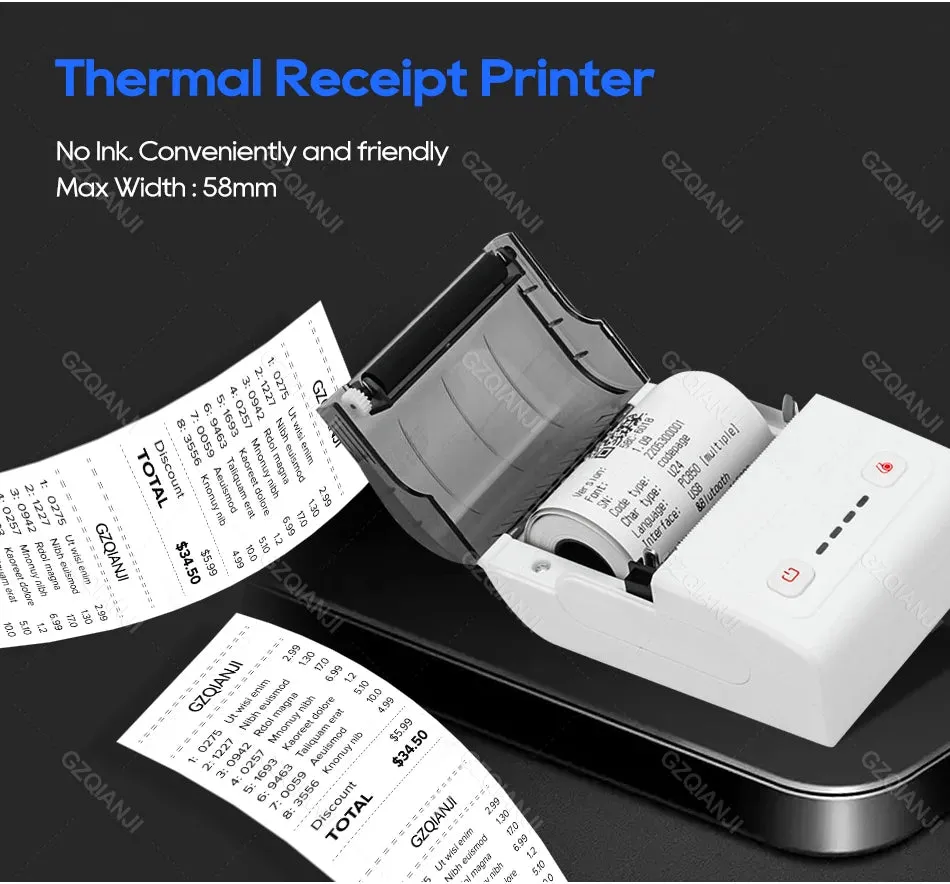 Mini Bluetooth Thermal Bill Printer Wireless Protable 58mm Receipt Printer Loyverse POS Free App SII on Android The cheapest