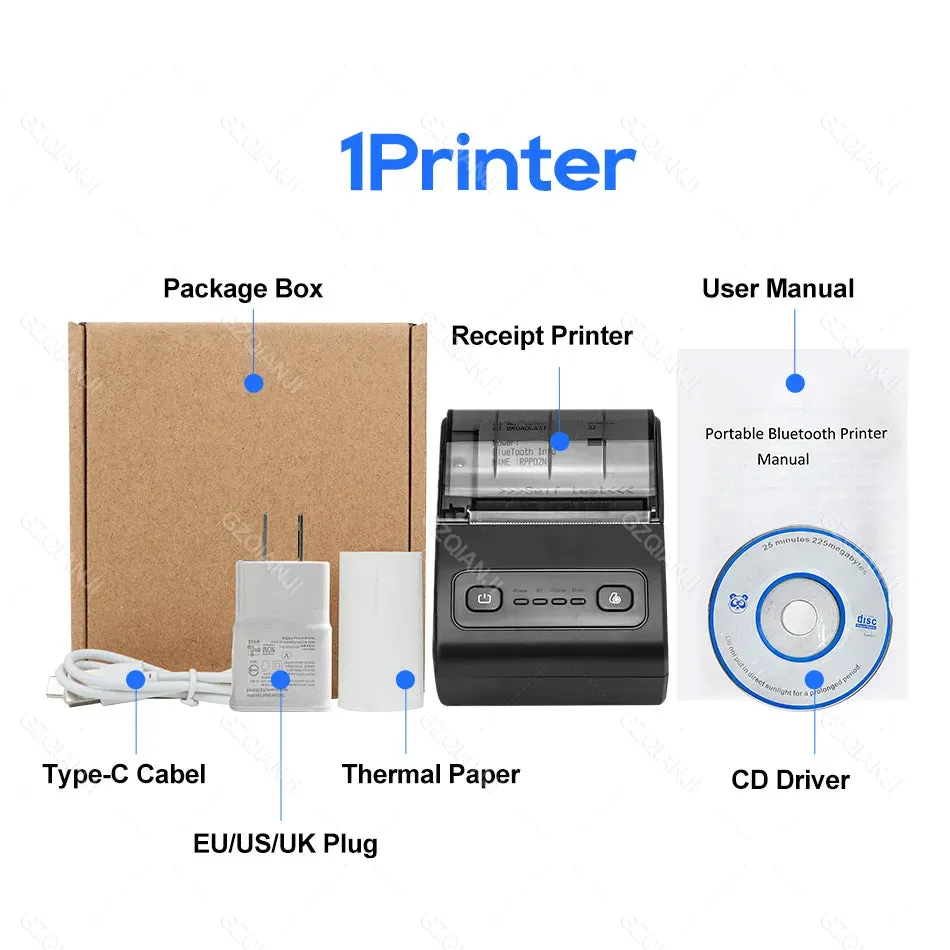 Mini Bluetooth Thermal Bill Printer Wireless Protable 58mm Receipt Printer Loyverse POS Free App SII on Android The cheapest