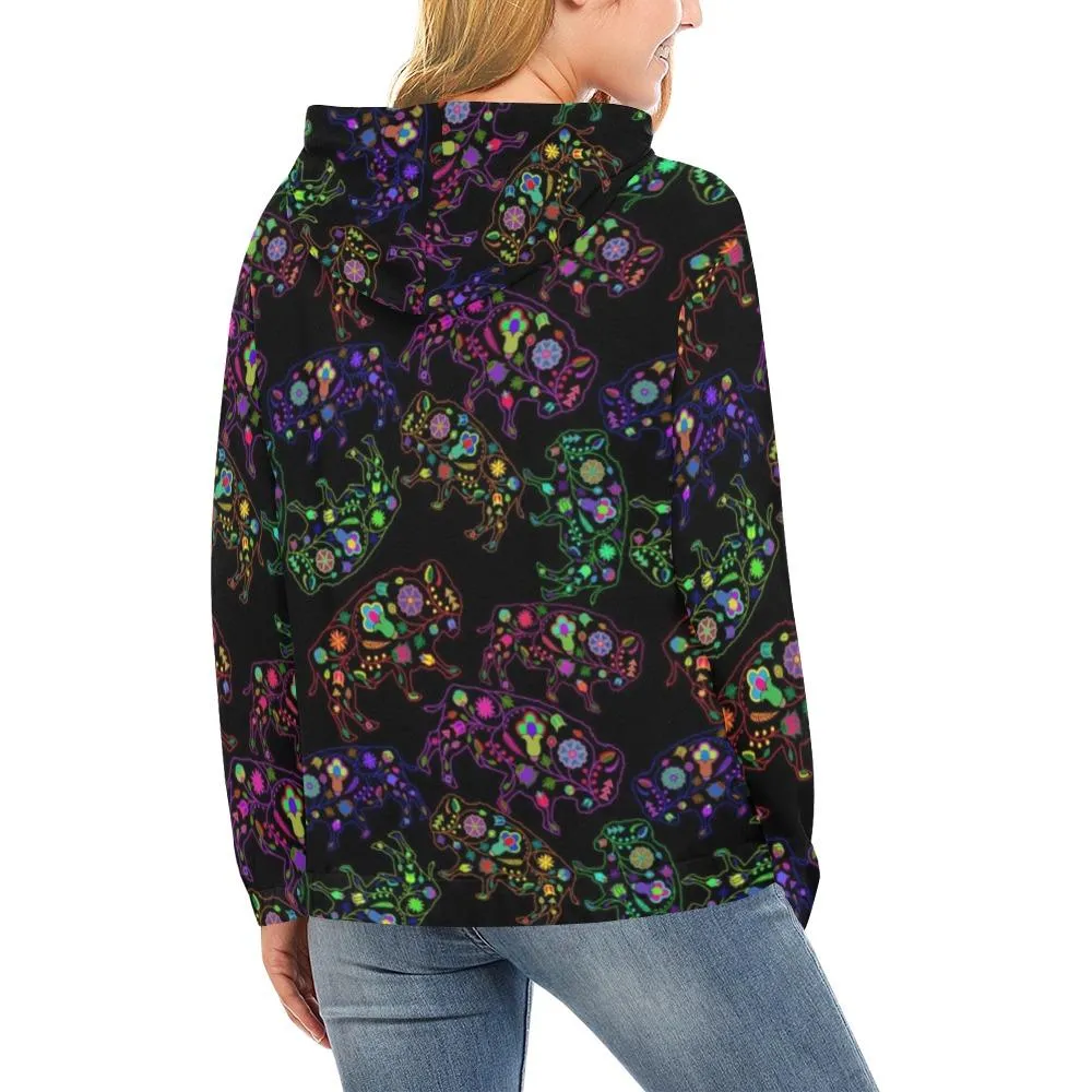 Neon Floral Buffalos Hoodie for Women (USA Size)