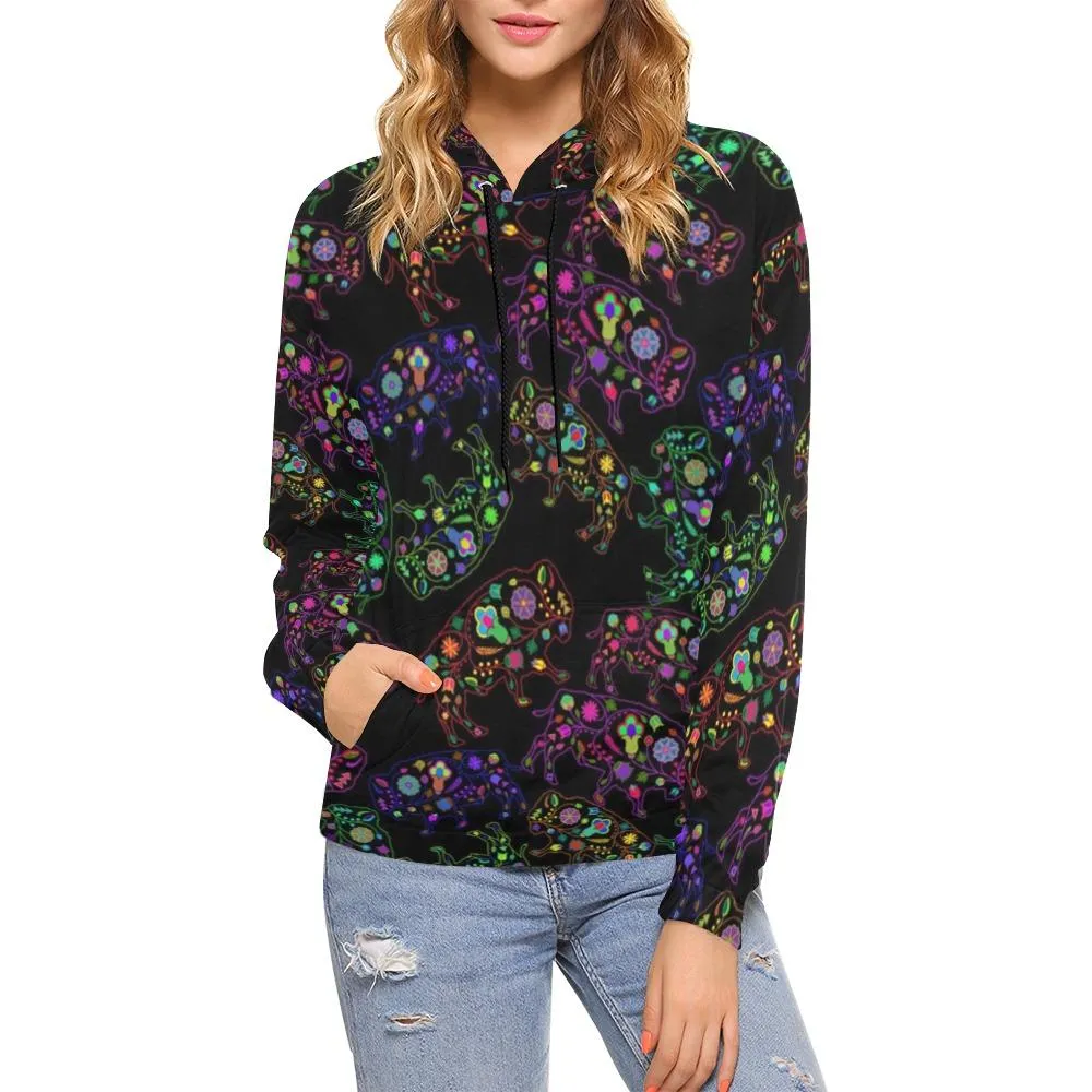 Neon Floral Buffalos Hoodie for Women (USA Size)