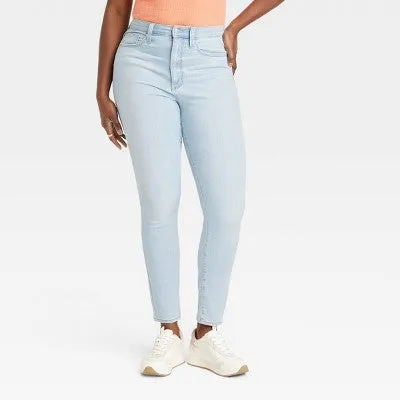 New - Women's High-Rise Skinny Jeans - Universal Thread Light Blue 14 Short