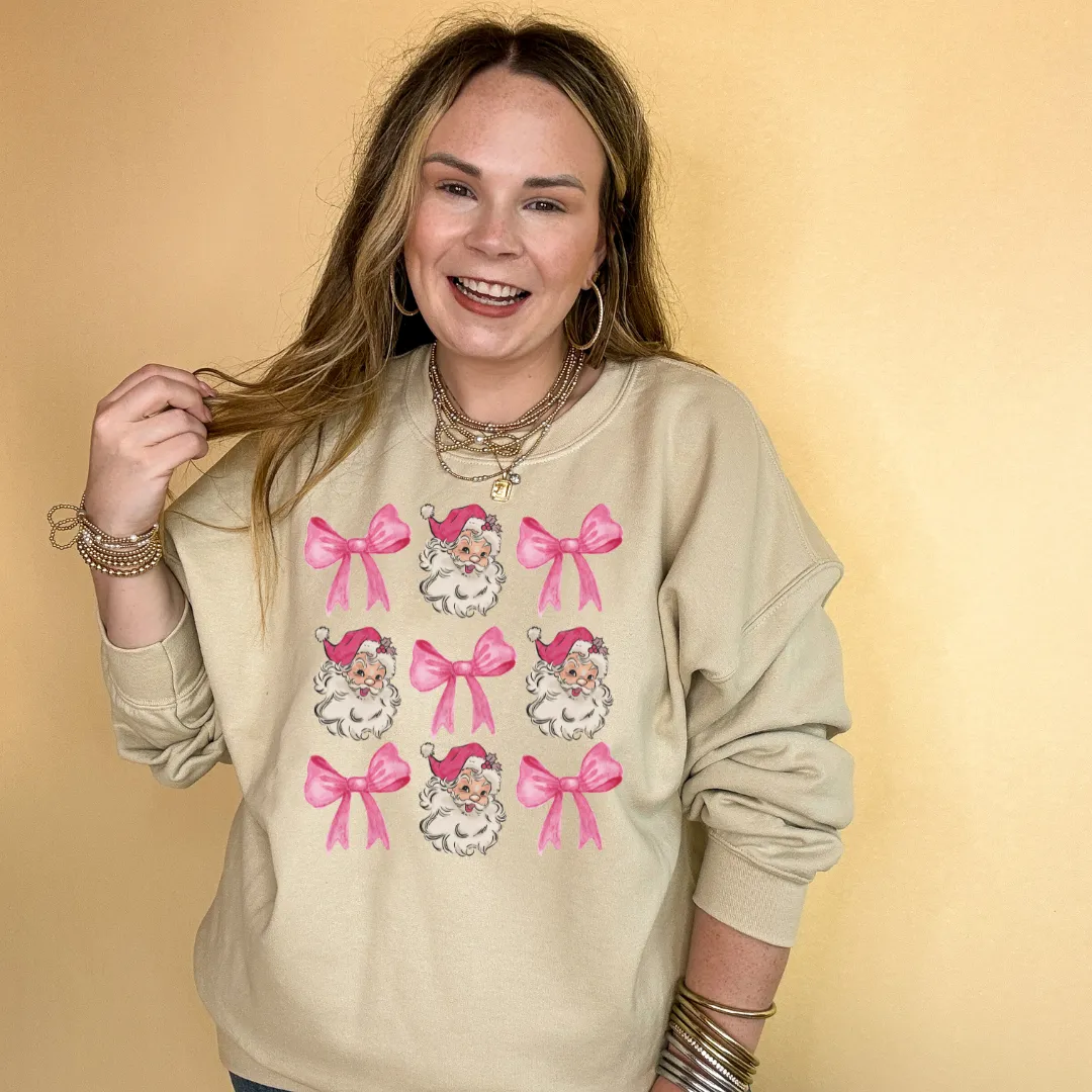 Online Exclusive | Santa and Pink Bow Collage Graphic Sweatshirt in Multiple Color Options