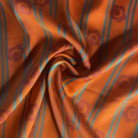 Orange Floral Print Modal Satin Fabric 19969