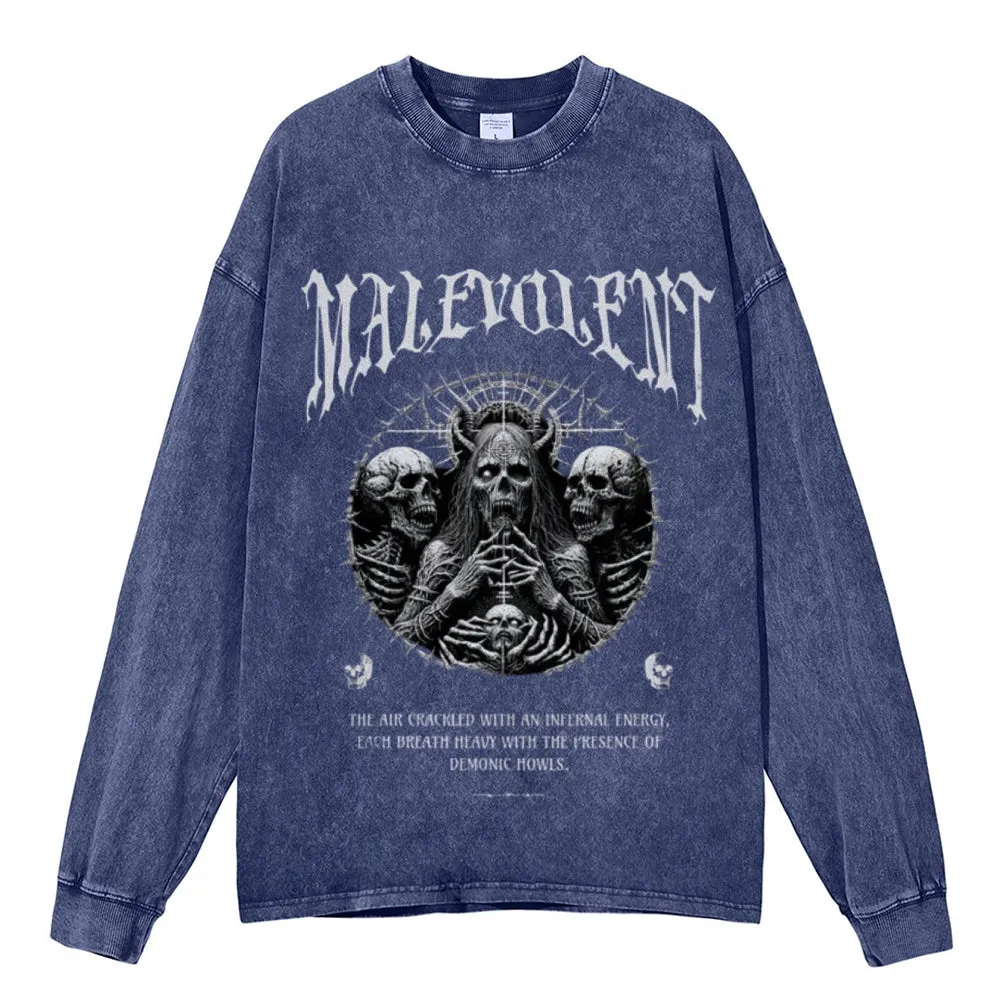 Oversized Vintage Washed Gothic Graphic Sweatshirt