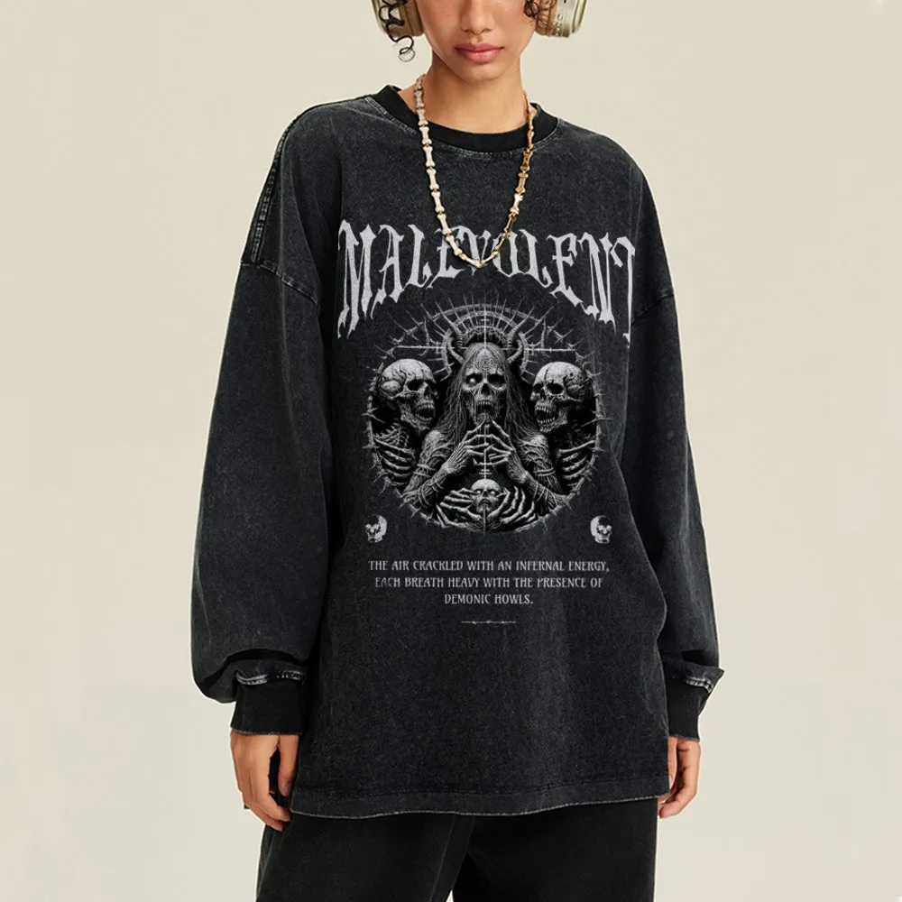 Oversized Vintage Washed Gothic Graphic Sweatshirt