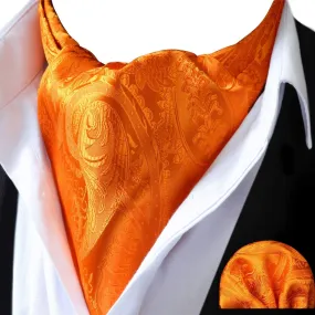 Paisley Floral Ascot Handkerchief Set - B-ORANGE