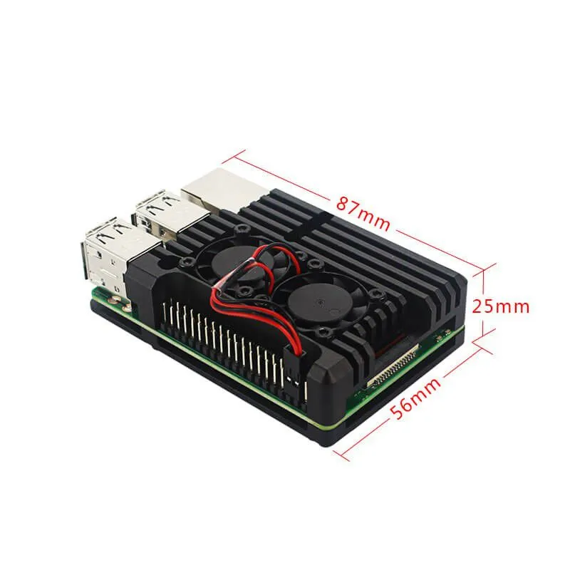 Pi 3 Black Aluminum Heat Sink Armour Case with Double Fans for Raspberry Pi 3