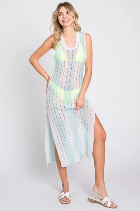 Plus Crochet Beach Striped Cover-Up Dress