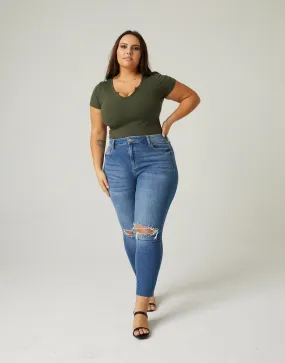 Plus Size Distressed Knee Mom Jeans