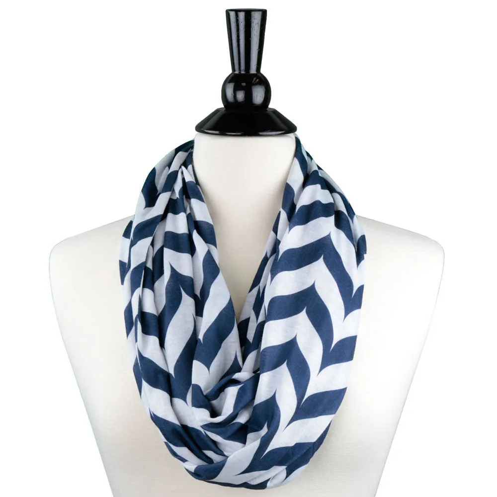 Pop Fashion Women's Infinity Scarf with Zipper Pocket, Chevron, Infinity Scarves