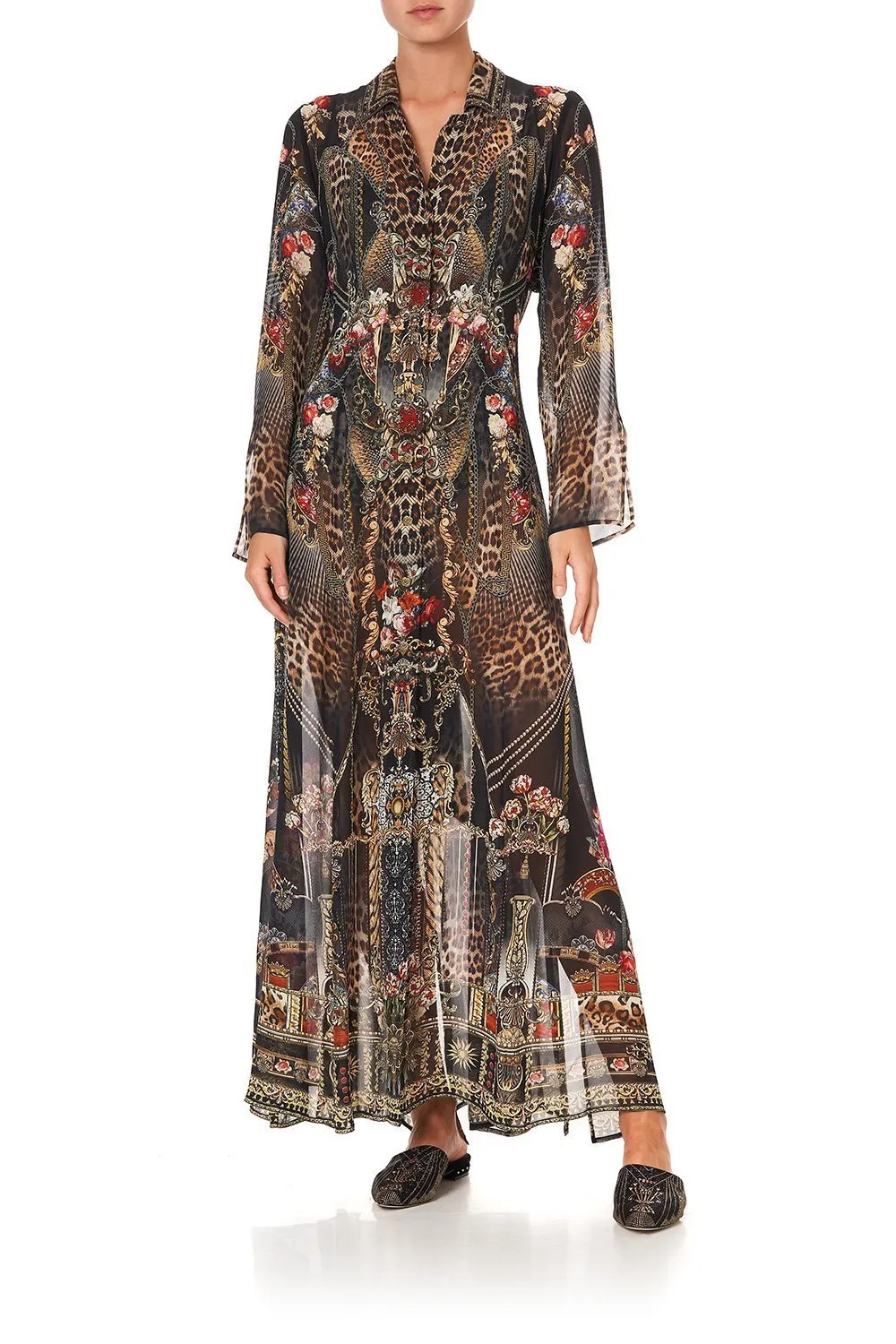 PRINTED TRENCH GOTHIC GODDESS