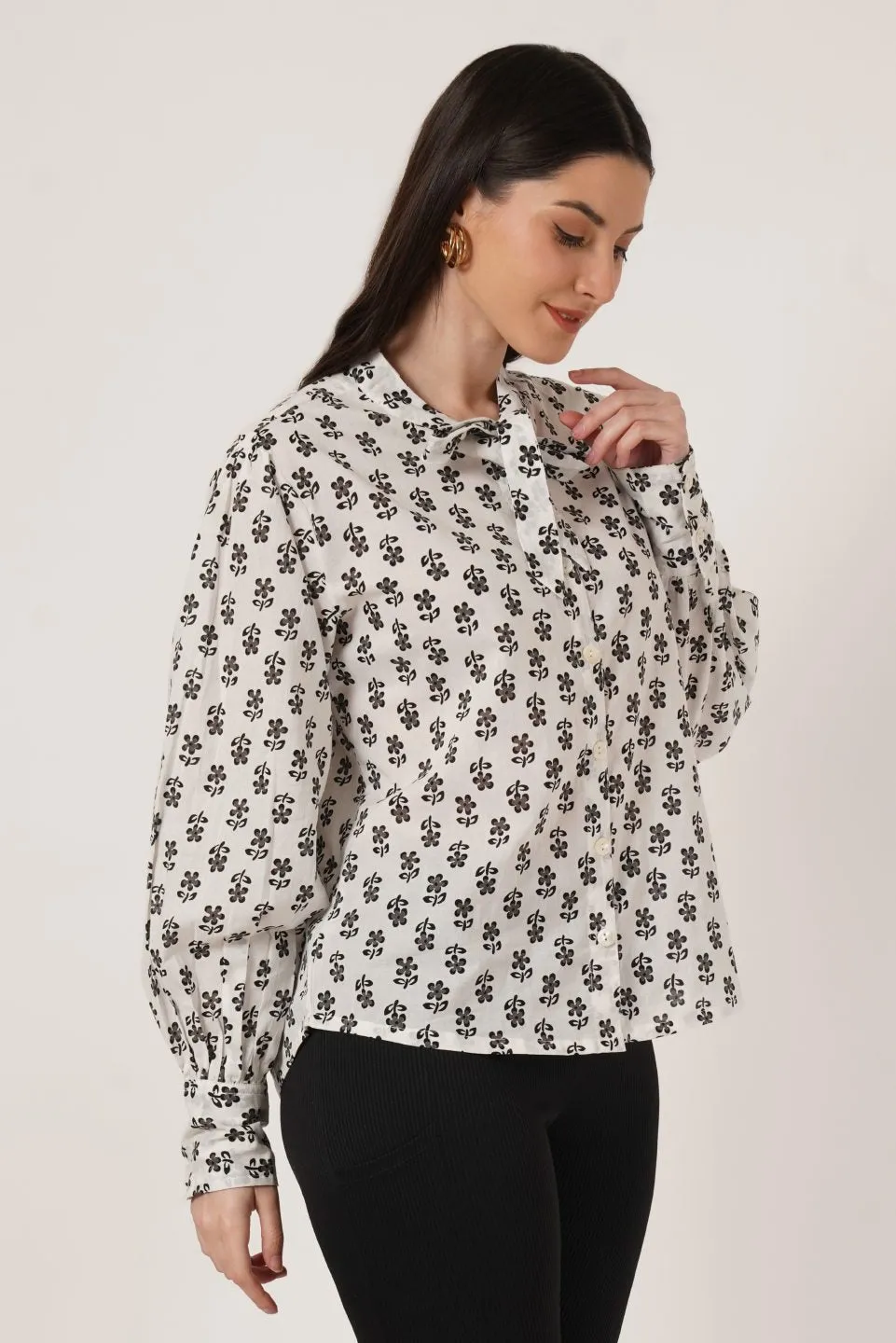 Pure Cotton Floral Print Regular Shirt For Women