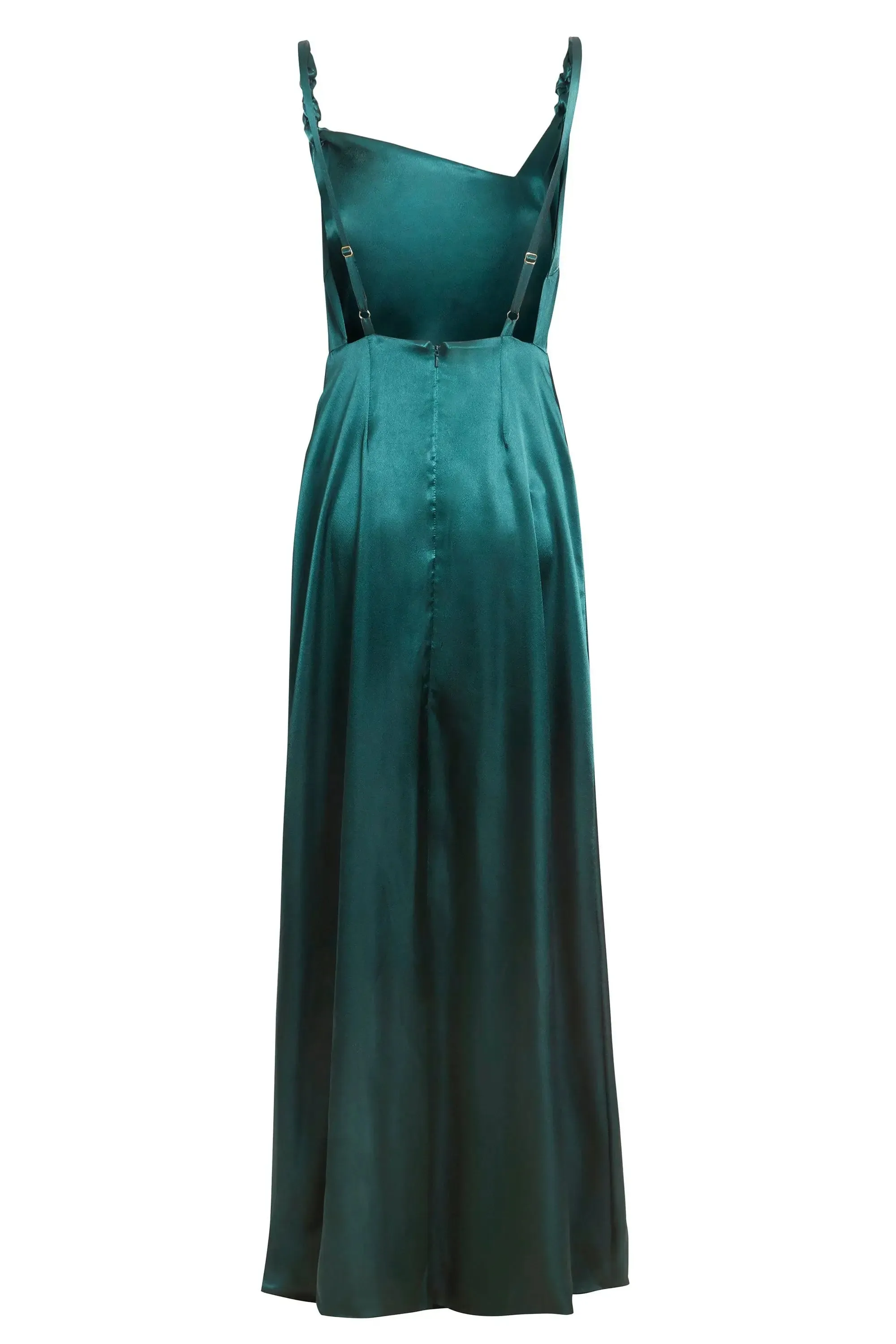 Radiant Emerald Green Backless Evening Dress with Chic High Slit