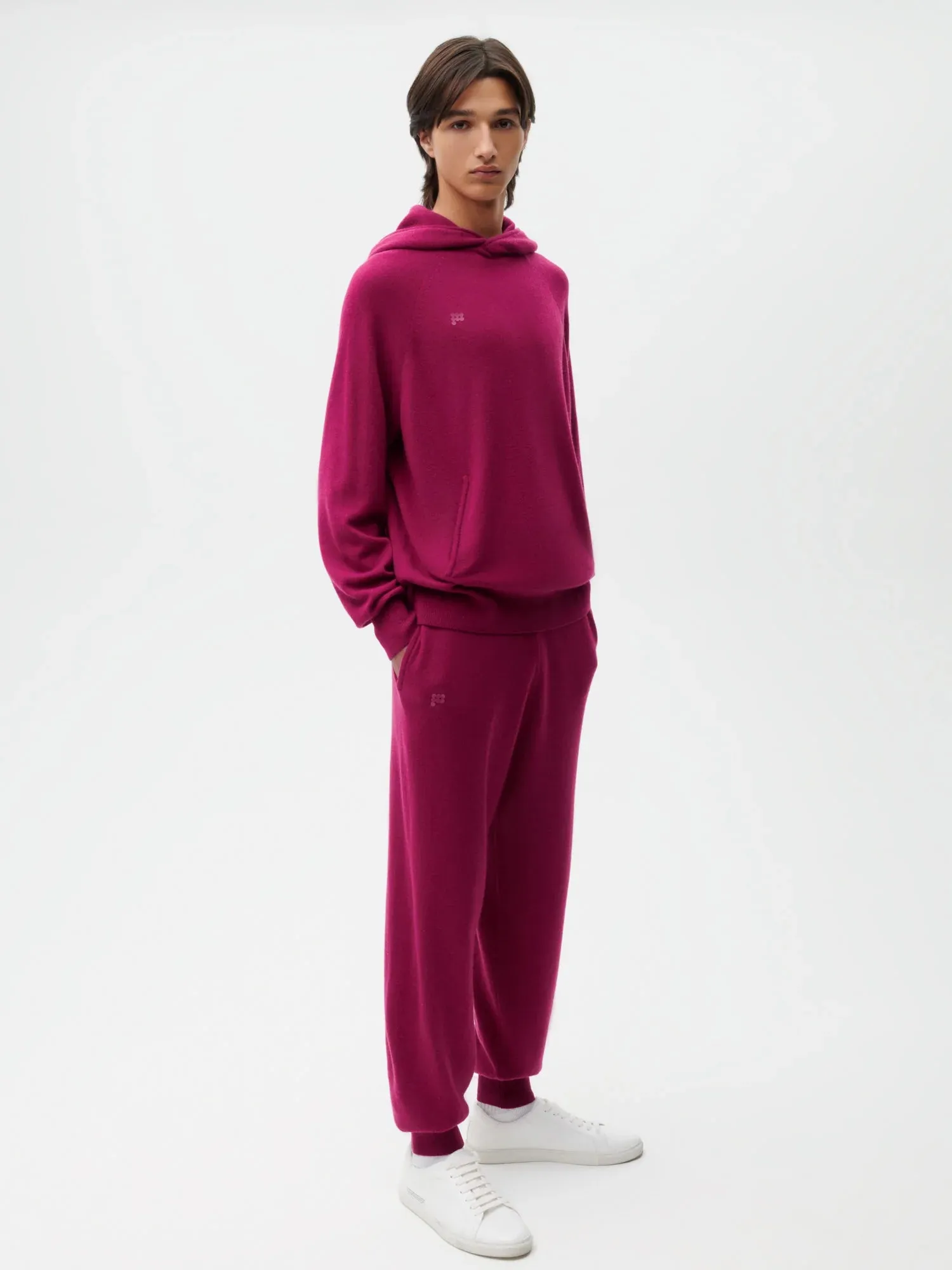 Recycled Cashmere Track Pants—plum purple