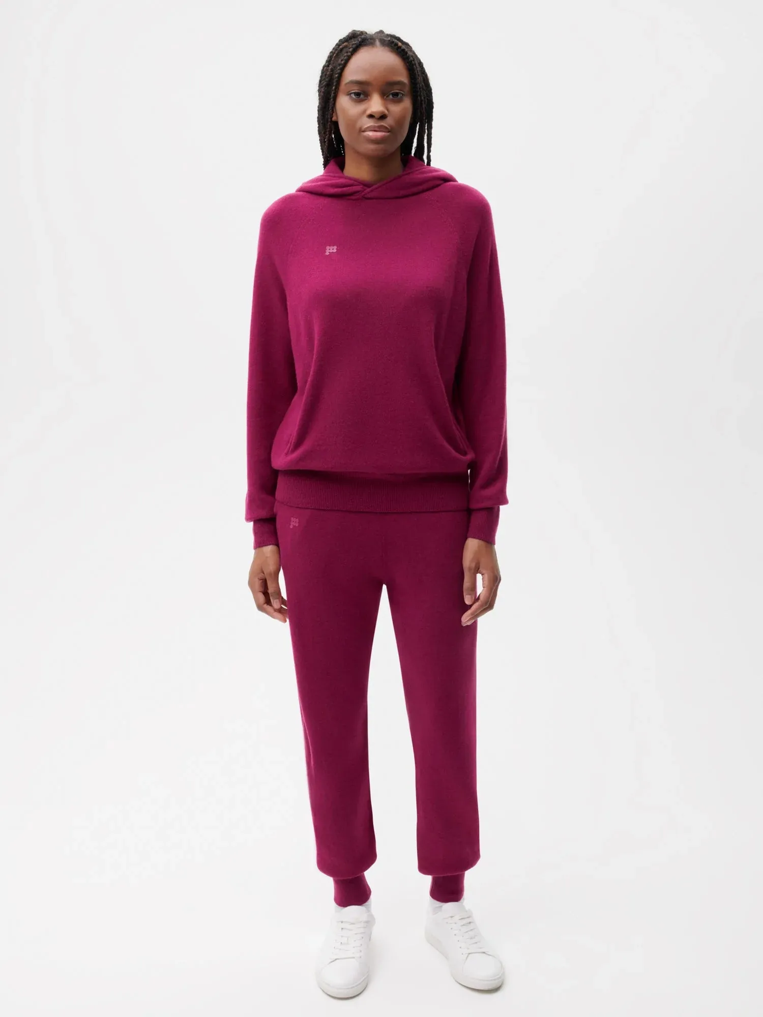 Recycled Cashmere Track Pants—plum purple