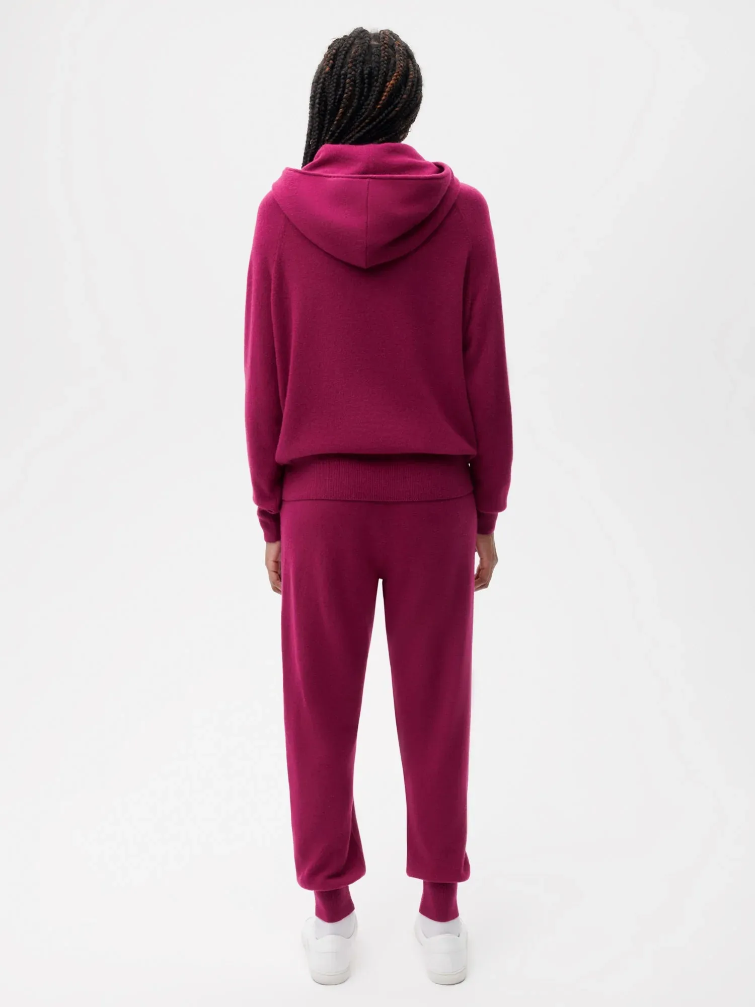 Recycled Cashmere Track Pants—plum purple