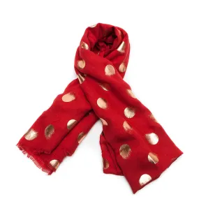 Red Smudged Rose Gold Spots Scarf