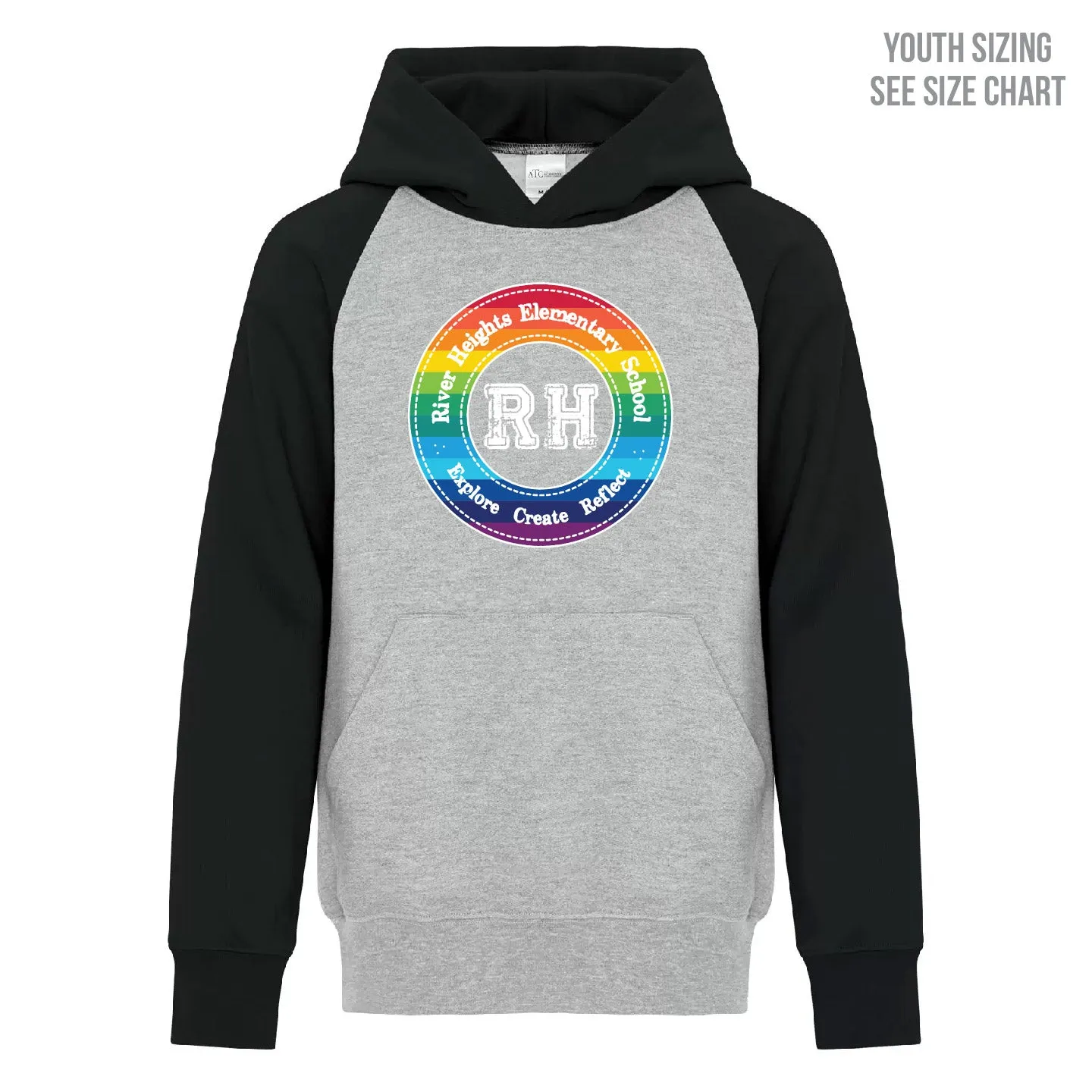 River Heights Pride Crest YOUTH Two-Tone Hoodie  (RHEST005-Y2550)