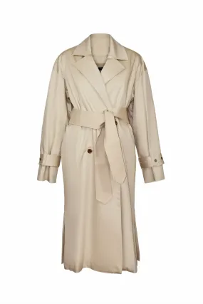 Ruffle Back Trench Coat - Cream