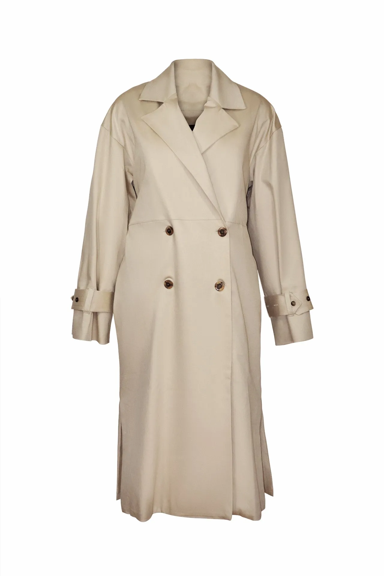 Ruffle Back Trench Coat - Cream