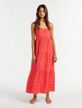 Savannah Pintuck Tiered Midi Dress