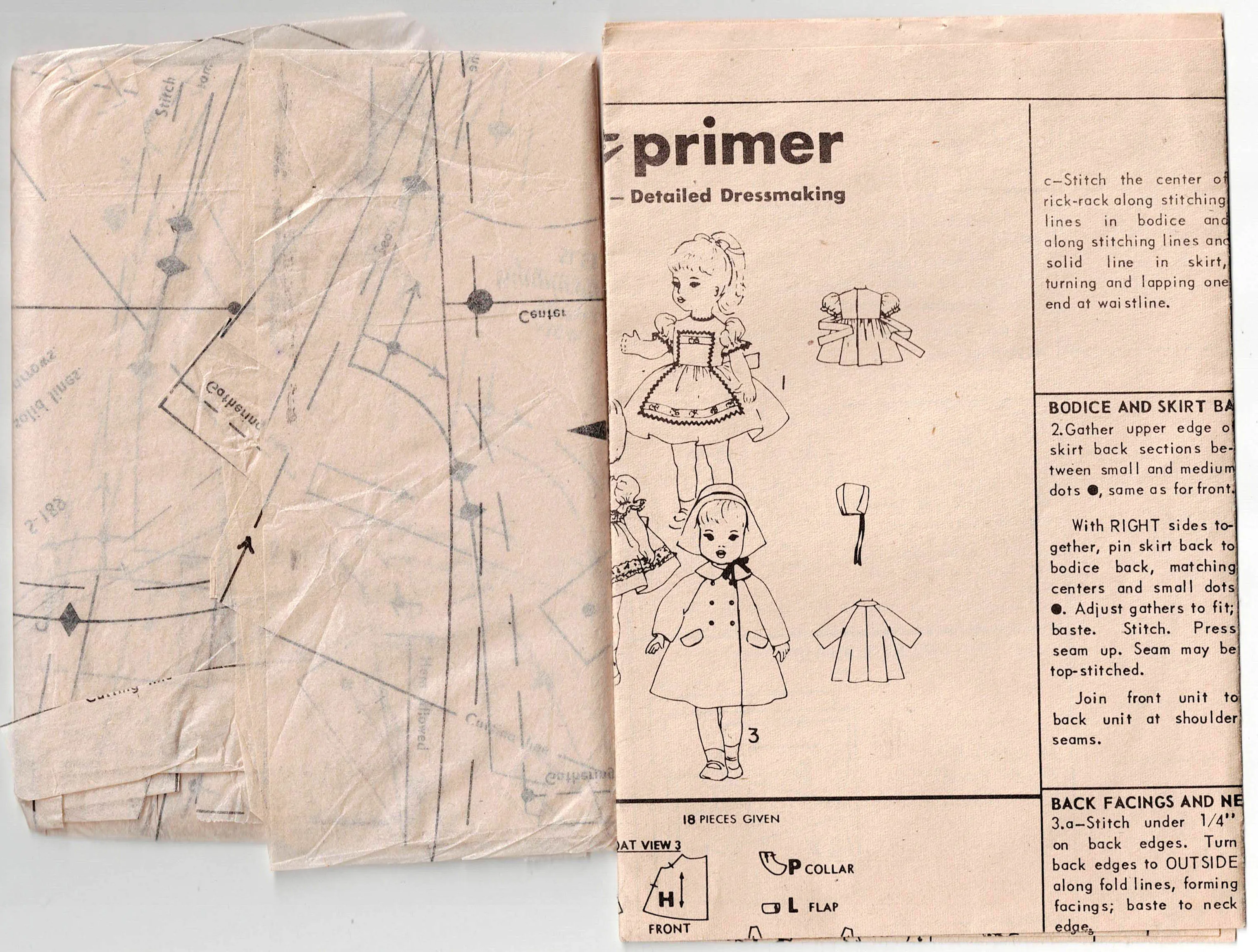 Simplicity s.189 Retro Wardrobe For Large 22 inch Baby Walker Dolls  1960s Vintage Sewing Pattern