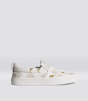 SLIP-ON White Canvas Giant Lilies Sneaker Men